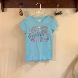 Justice Girls Size 16 Blue Elephant Shirt